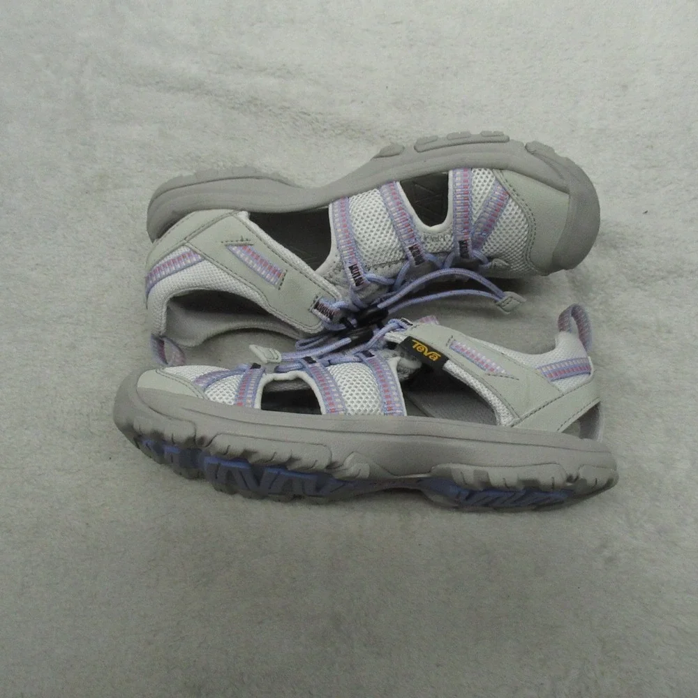 Teva Kids 3‎ Manatee Sandals Grey Bungee Lace Footbed Athletic Outdoor Hiking